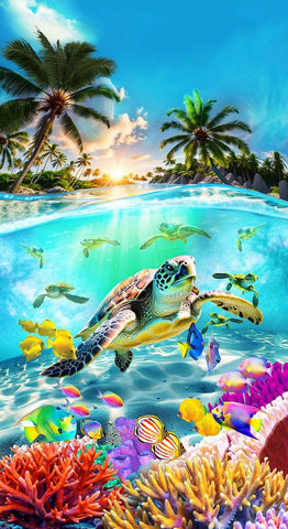Timeless Treasures Underwater Paradise CD4282 Multi Sea Life 24" PANEL By The PANEL (Not Strictly By The Yard)