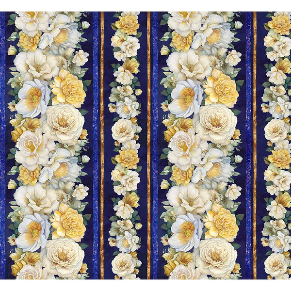 Timeless Treasures Lumiere CD4353 Night Floral Stripes By The Yard
