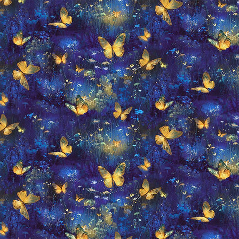 Timeless Treasures Lumiere CD4359 Royal Luminous Butterflies By The Yard