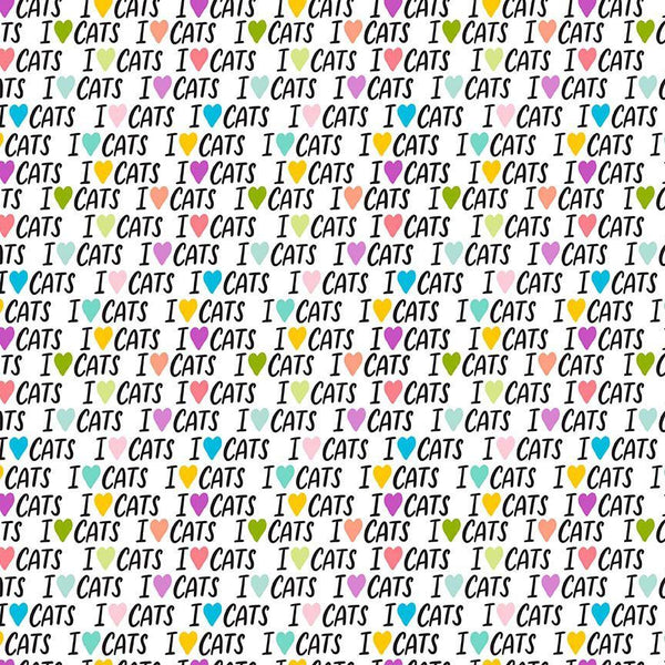 Timeless Treasures - Are You Kitten Me? CD4388 Multi I love Cats Words By The Yard