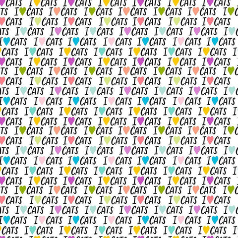 Timeless Treasures - Are You Kitten Me? CD4388 Multi I love Cats Words By The Yard
