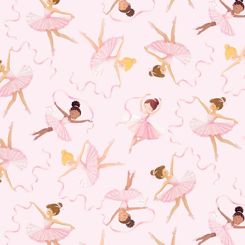 Timeless Treasures Tiny Dancer CD4480 Pink Dancing Ballerinas By The Yard