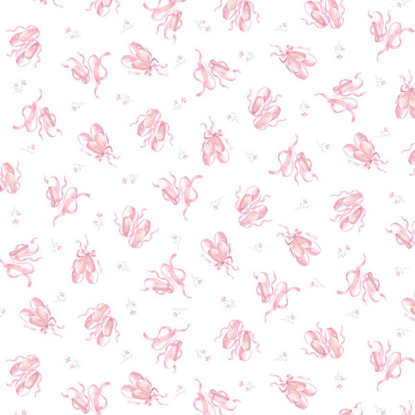 Timeless Treasures Tiny Dancer CD4481 White Ballet Shoes By The Yard