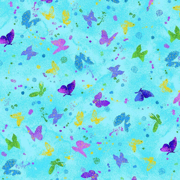 Timeless Treasures Evening Glow CM4106 Sky Butterflies In The Winds Metallic By The Yard
