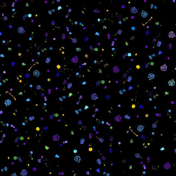Timeless Treasures Evening Glow CM4110 Black Paint Splash Dots Metallic By The Yard
