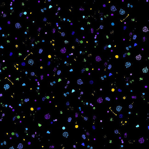 Timeless Treasures Evening Glow CM4110 Black Paint Splash Dots Metallic By The Yard