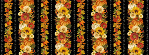 Timeless Treasures Give Thanks CM4131 Black Harvest Stripes Metallic By The Yard