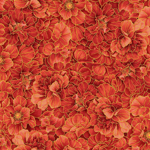Timeless Treasures Imperial Bloom CM4373 Red Packed Peony By The Yard