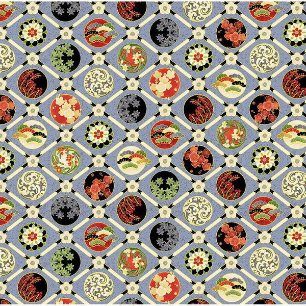 Timeless Treasures Imperial Bloom CM4377 Grey Floral Check By The Yard