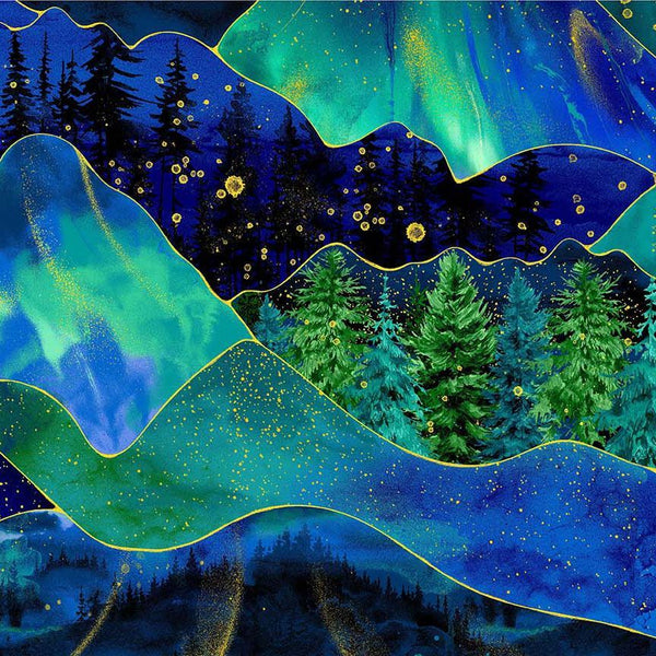 Timeless Treasures Endless Sky CM4391 Night Forest Patchwork By The Yard