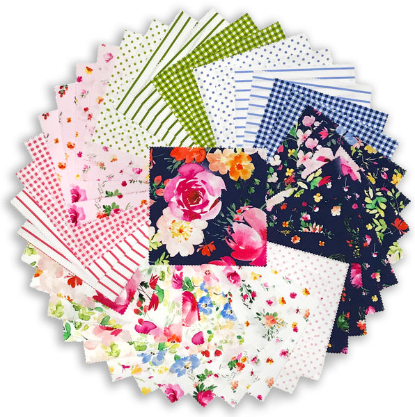 Clothworks precortado 42 piezas 5" cuadrados de encanto - digital - sq0462 - florecer