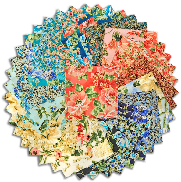 Kaufman Pre-Cuts 42 Piece 5" Charm Squares 1268 42 - Decadent Garden