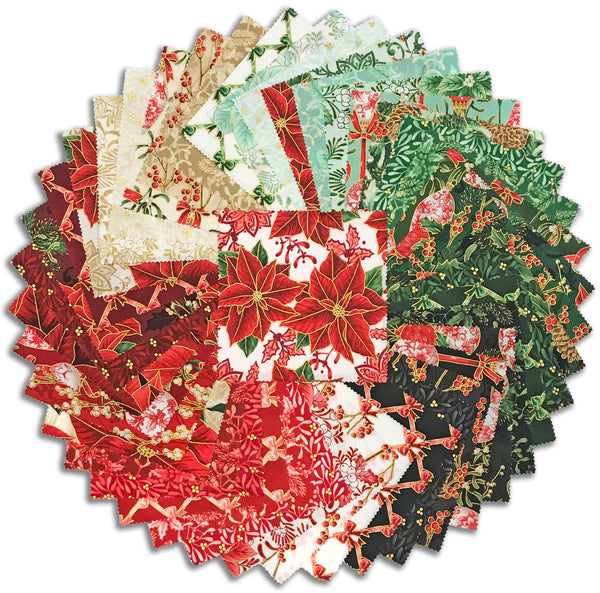 Kaufman Pre-Cuts 44 Piece 5" Charm Squares 1244 44 - Holiday Flourish: Festive Finery - Holiday