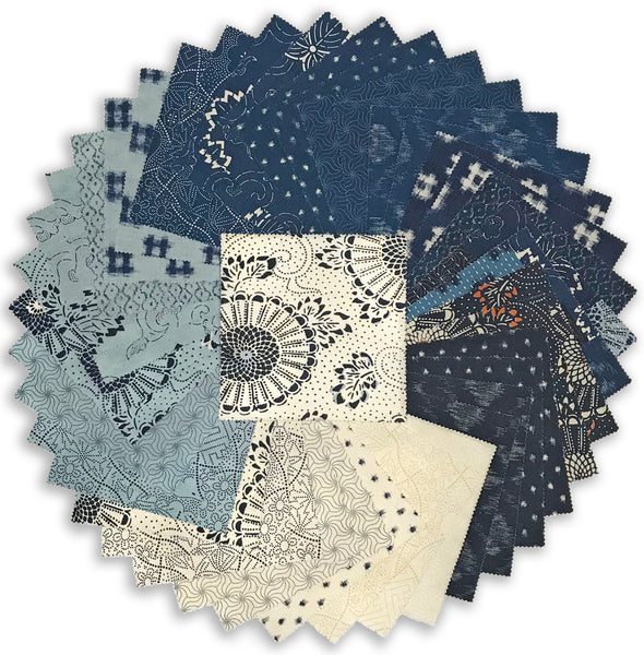 Moda Pre-Cut 42 Piece 5" Charm Squares - Indigo Blooming