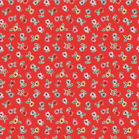 Poppie Cotton Home Sweet Home VR24465 Cheery Florals Red By The Yard