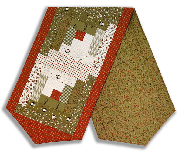 Fully FINISHED Log Cabin Table Runner - Moda - Chilly # 2