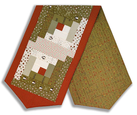 Fully FINISHED Log Cabin Table Runner - Moda - Chilly # 2