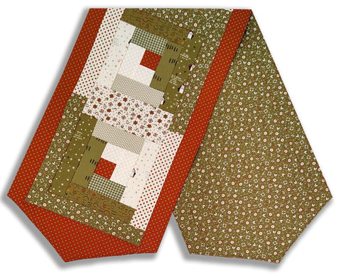 Fully FINISHED Log Cabin Table Runner - Moda - Chilly # 3