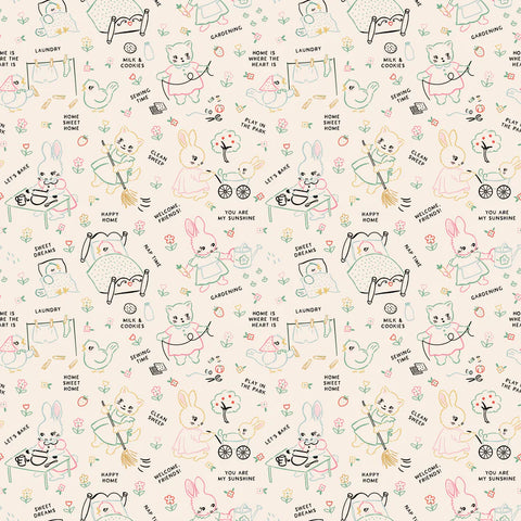 Poppie Cotton Home Sweet Home VR24460 Chore Time Multi By The Yard