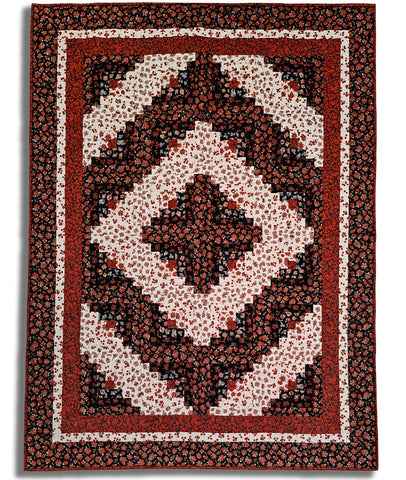 Christmas Blossom 2.5 72" x 54" Fully Finished Log Cabin Quilt