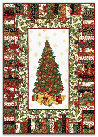 Panel Quilt 45 x 65" Vollständig fertige Mustersteppdecke - Weihnachtsblüte