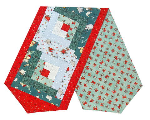 Fully FINISHED Log Cabin Table Runner - Studio E - Christmas At Pooh Corner # 2