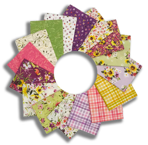 Clothworks Digital Pre-Cut 16 Piece Fat Quarter Bundle - FQ0509 - Summer Garden