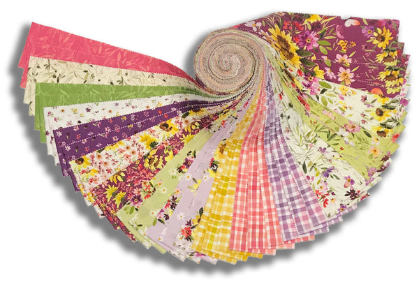 Clothworks Digital Pre-Cut 2 1/2" Strip Set 40 Piece Strip Roll - ST0509 - Summer Garden