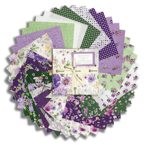 Clothworks Pre-Cut 42 Piece 5" Charm Squares - SQ0569 - Chateau En Fleur
