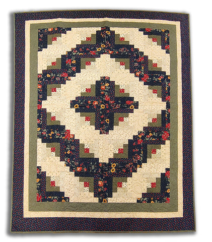 Log Cabin Quilt 53 x 71" Fully Finished Sample Quilt - Clover Blossom Farm