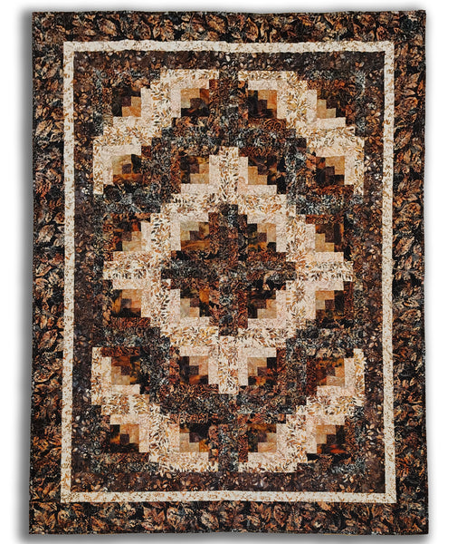 Coffee Shoppe 73" x 54" Fully Finished Log Cabin Quilt