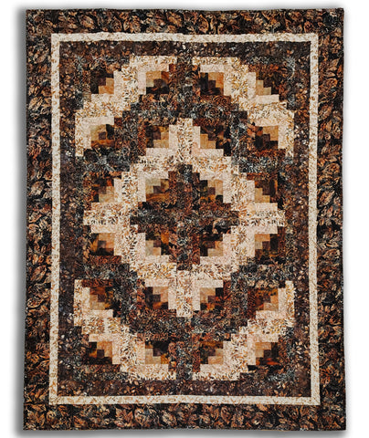 Coffee Shoppe 73" x 54" Fully Finished Log Cabin Quilt