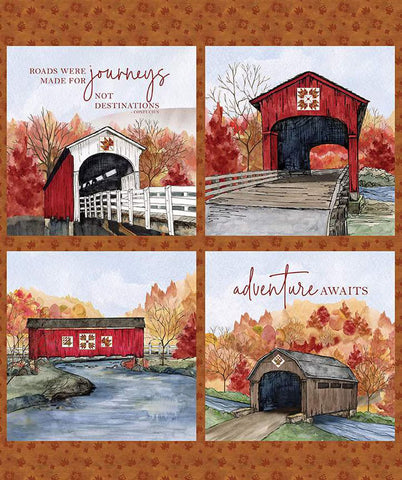 Riley Blake Covered Bridges in Fall PD16217 Pillow 35" PANEL By The PANEL (Not Strictly By The Yard)