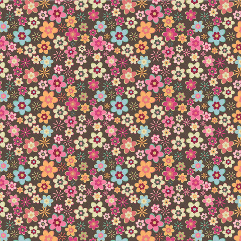 Poppie Cotton Calico Cowgirls CW24814 Cowgirl Meadow Brown By The Yard