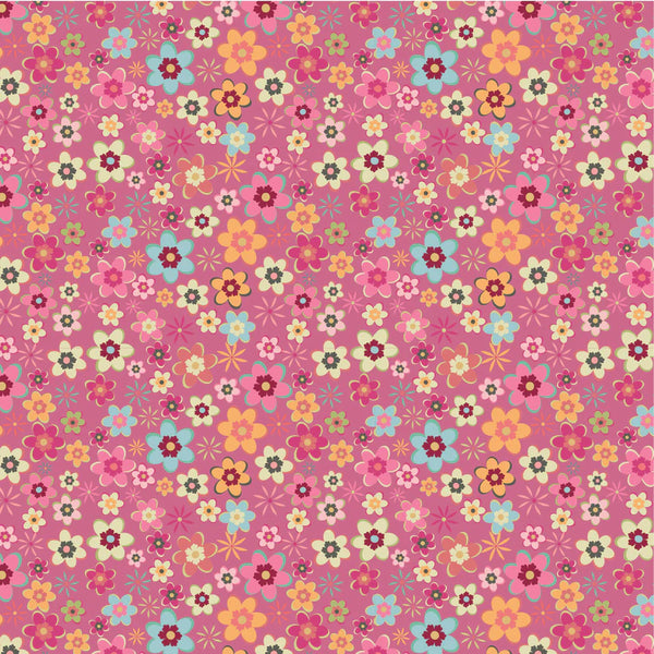 Poppie Cotton Calico Cowgirls CW24815 Cowgirl Meadow Pink By The Yard