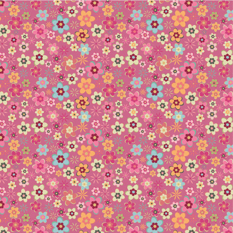 Poppie Cotton Calico Cowgirls CW24815 Cowgirl Meadow Pink By The Yard