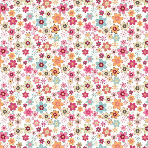 Poppie Cotton Calico Cowgirls CW24816 Cowgirl Meadow White By The Yard