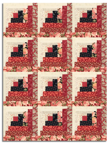 Moda 3 Sisters Pre-Cut Curvy Log Cabin Quilt Kit - Ambiance - Rose