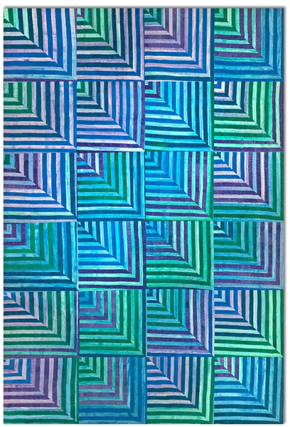 Cutting Corners Pre-Cut Quilt Kit - Kaufman - World of Stripes - Peacock