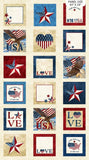 Northcott Stars & Stripes 10th Anniversary DP24283 12 Beige/Multi Love USA 24" PANEL By The PANEL (not strictly by the yard) (Copy)