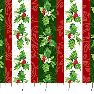 Northcott Digital Print - Yuletide Traditions 26108 10 Stripe White Multi By The Yard