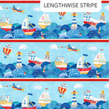 Northcott Out To Sea DP26651 45 Multi Sea Border Stripe By The Yard