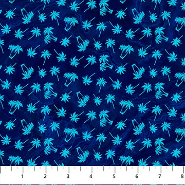 Northcott Palm Beach 26916 48 Mini Palm Trees Indigo By The Yard