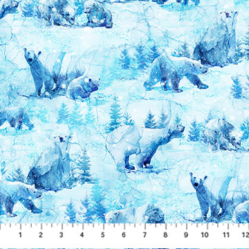 Northcott Digital Print - Illuminations DP27004 42 Open Bears Light Blue By The Yard