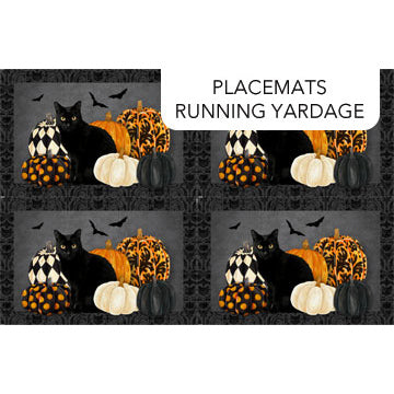 Northcott Hallow's Eve DP27082 99 Black Multi 24" Placemats PANEL By The PANEL (Not Strictly By The Yard)