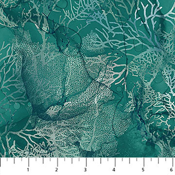 Northcott Digital Print - Sea Breeze 27100 66 Coral Teal By The Yard