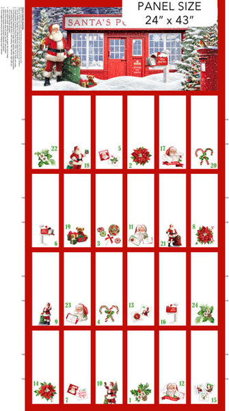 Northcott Letters To Santa DP27126 24 Advent Calendar Red Multi 24" DIGITAL PANEL By The PANEL (Not Strictly By The Yard)