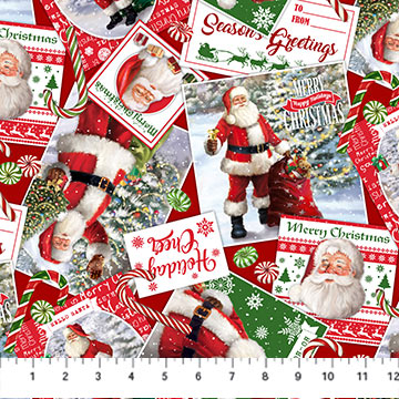 Northcott Digital Print - Letters To Santa DP27127 24 Postcards Red Multi By The Yard