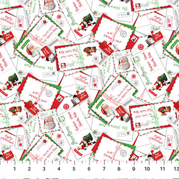 Northcott Digital Print - Letters To Santa DP27128 10 Letters White Multi By The Yard