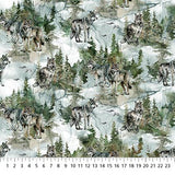 Northcott Digital - Lone Wolf DP27183 64 Teal Multi Wolf Scenic By The Yard